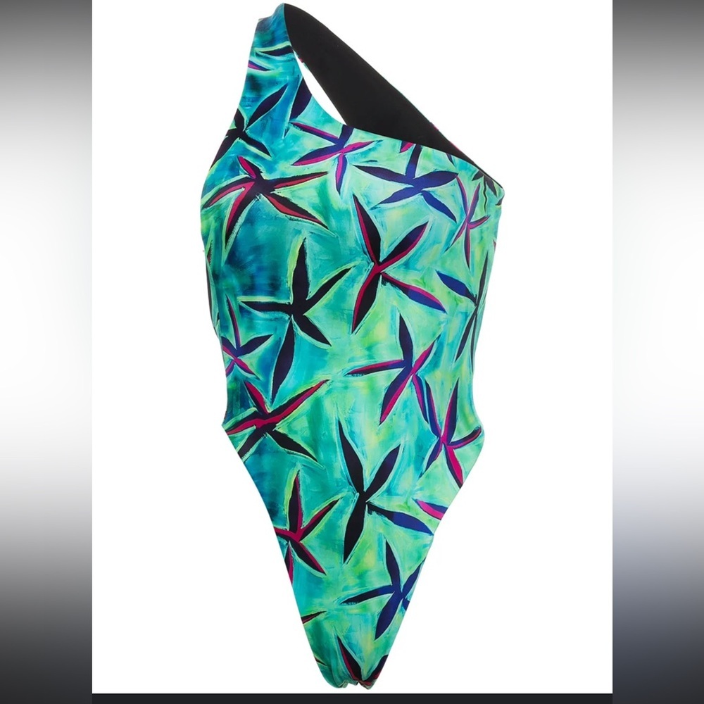 NWT! Louisa Ballou Starfish Plunge One Shoulder One-Piece Swimsuit S